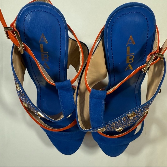 Alba Blue and Orange Studded Heels - Picture 2 of 12